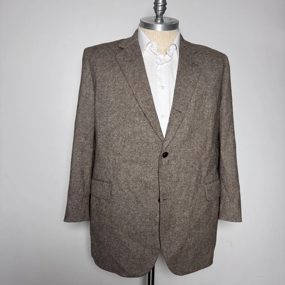 Brooks Brothers Blazer Mens 48R Brown Heathered Lambswool Sport Coat